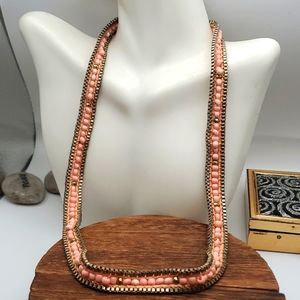 Native American pale‎ pink beaded trails necklace N3109